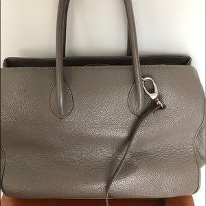 Maxima Italian Designer leather satchel bag taupe
